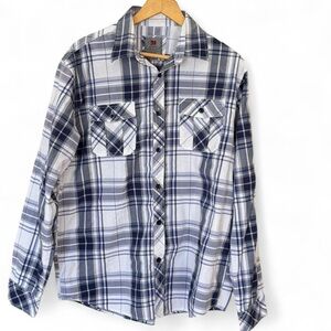 VTG PJ Mark Blue & White Plaid Button Up Shirt Men’s Size XL